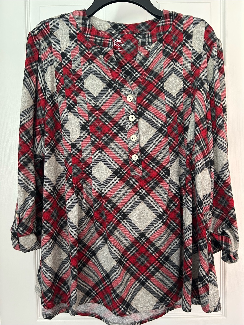 Kim Rogers 1X plaid top